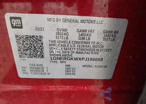 2023 Chevrolet Traverse Fwd Lt Cloth from USA, damaged, VIN 1GNERGKWXPJ196658